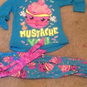 Mustache cupkake pajamas